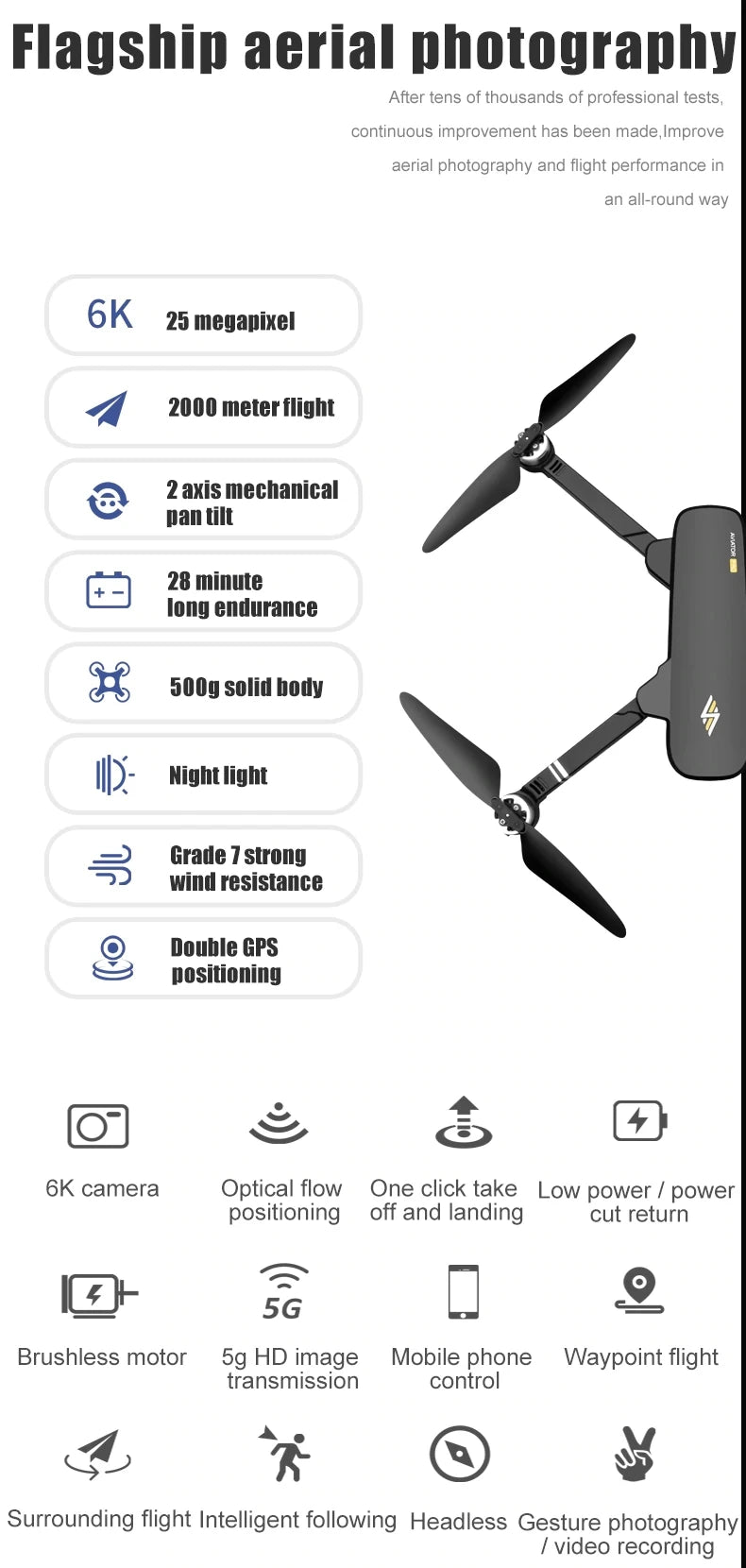 8811 Pro Drone - 6k HD Mechanical Gimbal Camera 2km Distance 5G Wifi Gps System Supports 32G TF Card Drones Professional Camera Drone 24 8811 Pro Drone, after tens of thousands of professional tests, continuous improvement has been