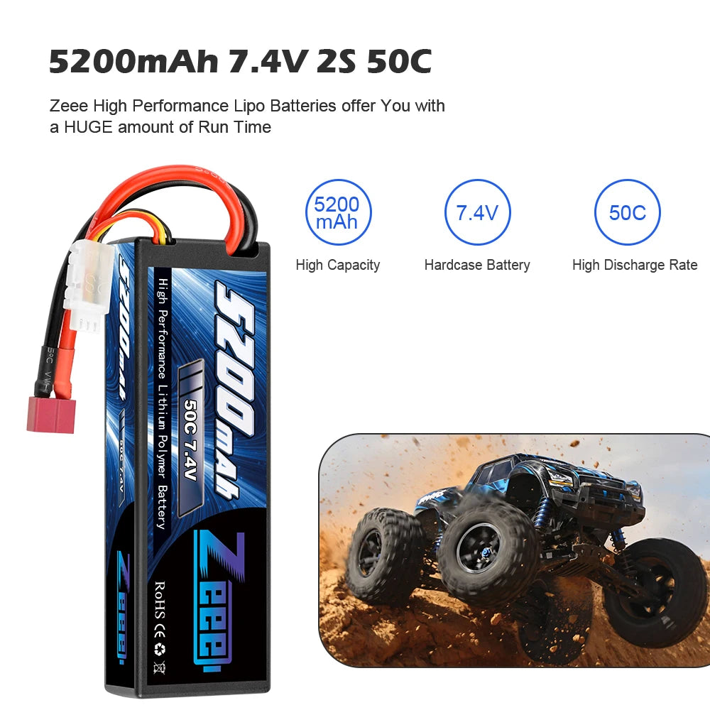 Zeee 5200mAh RC Lipo Battery - 7.4V 50C 2