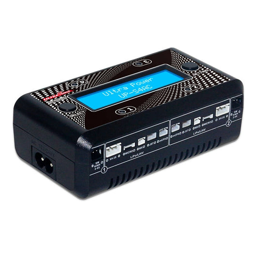 Ultra Power UP-S4AC Four-Channel AC/DC Charger, Ultra Power UP-S4AC 2S LiPo/LiHV charger features a 4-channel AC/DC design, LCD display, and multiple ports for versatile, efficient charging.