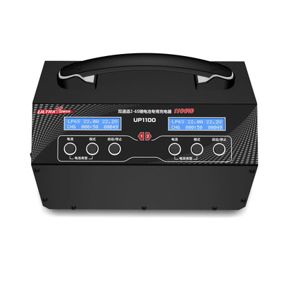 Ultra Power UP1100 Dual-Channel 1100W Charger, Ultra Power UP1100: 1100W dual-channel LiPo/LiHV charger, 22A/channel, 1.5A/cell balancer, LCD, AC 110/220V compatible.