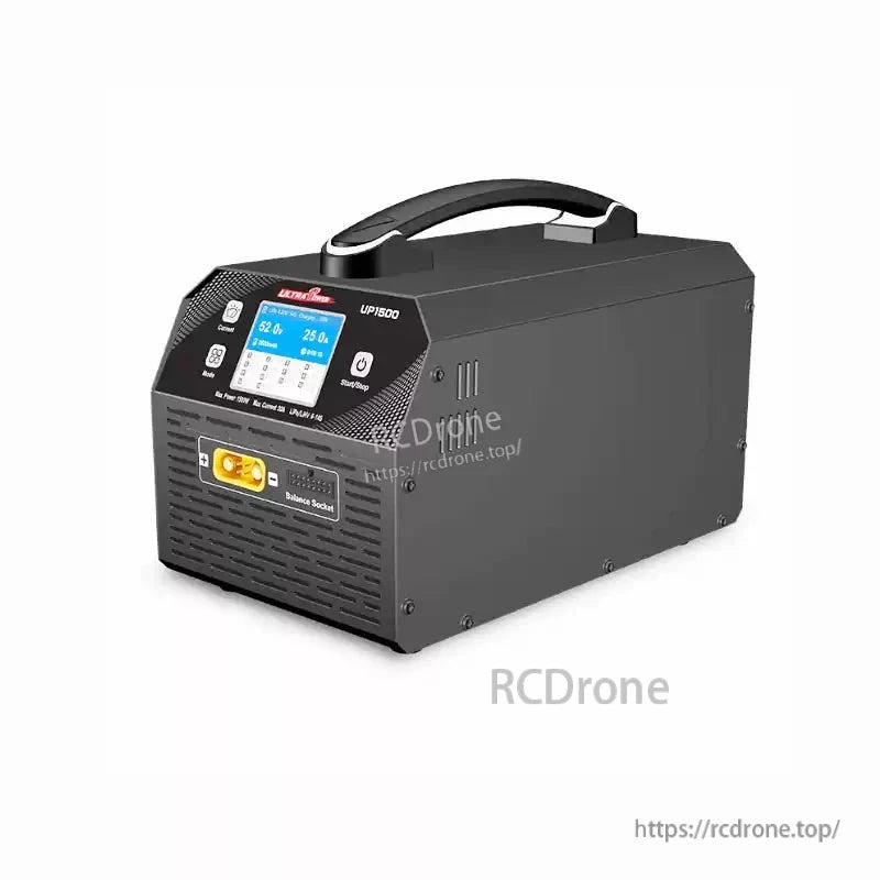 Ultra Power UP1500: 1500W, 30A LiPo/LiHV charger for 6–14S batteries with 2.4" LCD display.