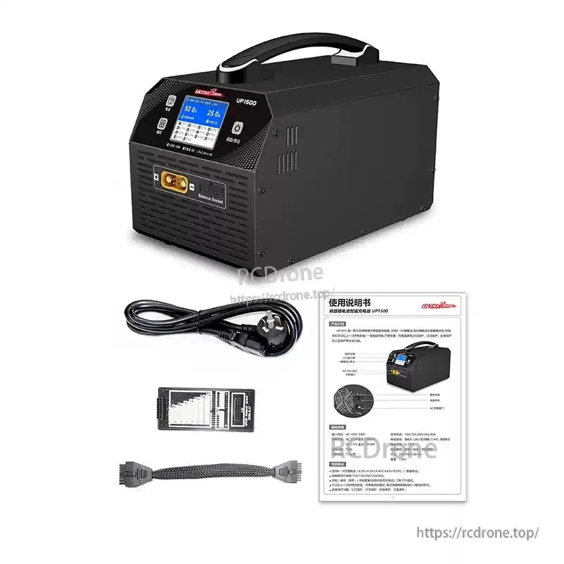 Ultra Power UP1500: 1500W, 30A LiPo/LiHV charger with 2.4" LCD display.