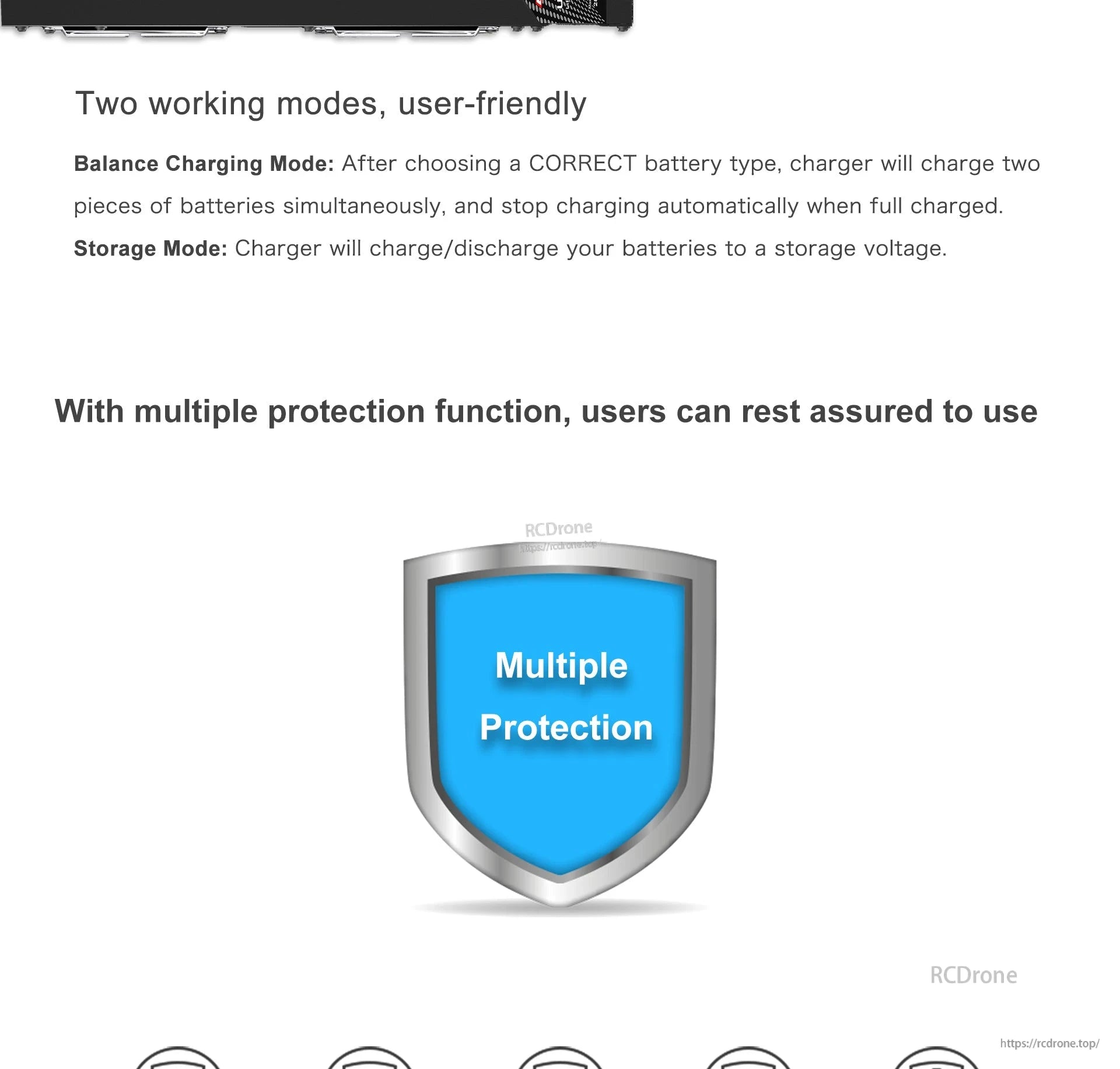 Ultra Power UP2800-14S Dual-Channel Charger, Dual-channel charger with balance and storage modes; includes multiple safety protections for secure, user-friendly charging.