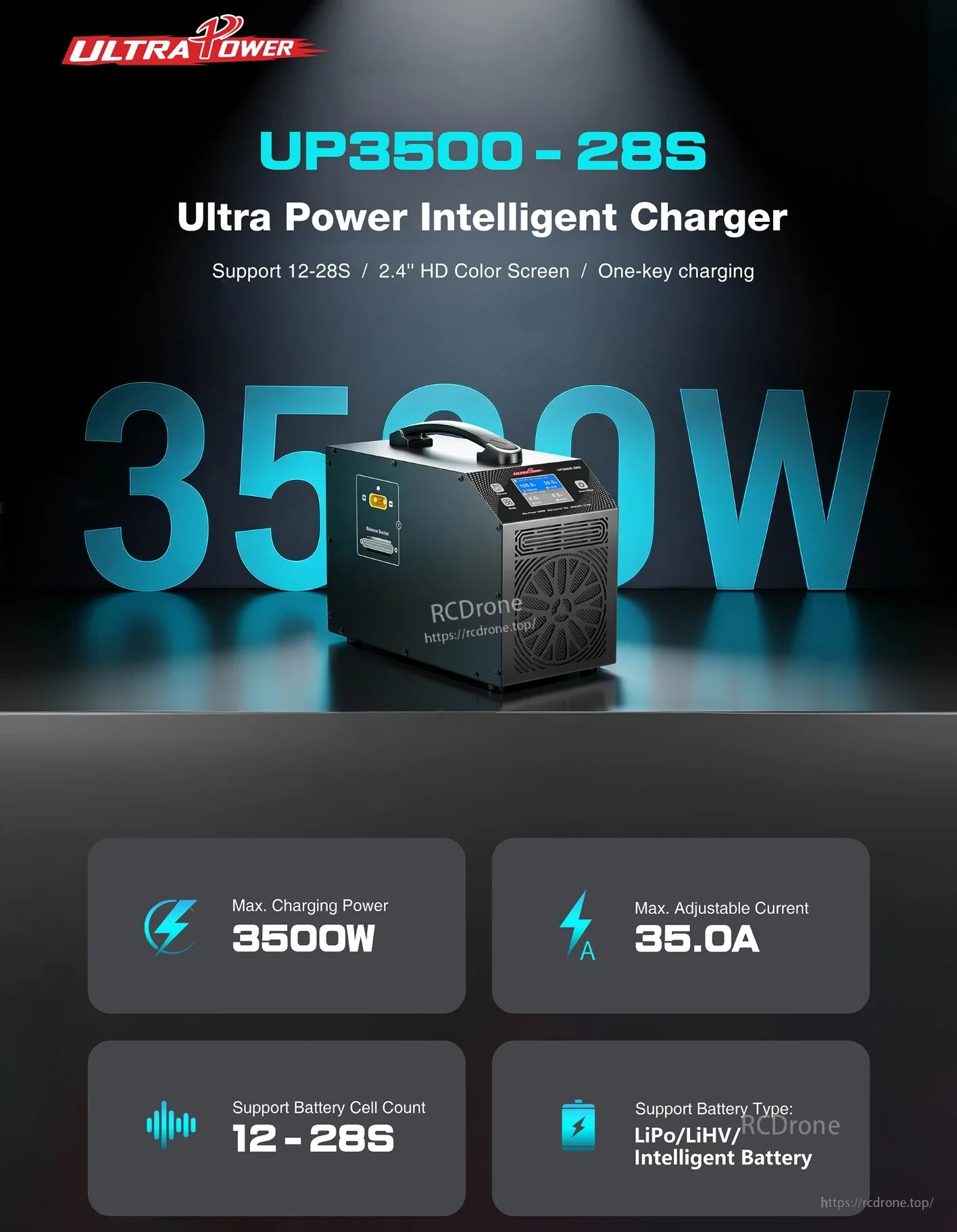 Ultra Power UP3500-28S intelligent RC battery charger, 3500W 35A, supports 12–28S LiPo/LiHV packs