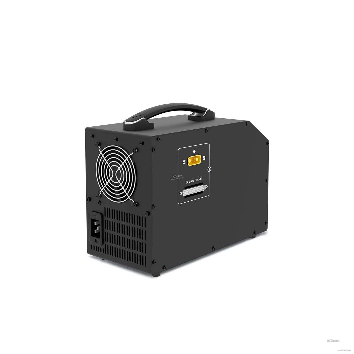 Ultra Power UP3500-28S RC battery charger rear-side view with cooling fan grille and power inlet