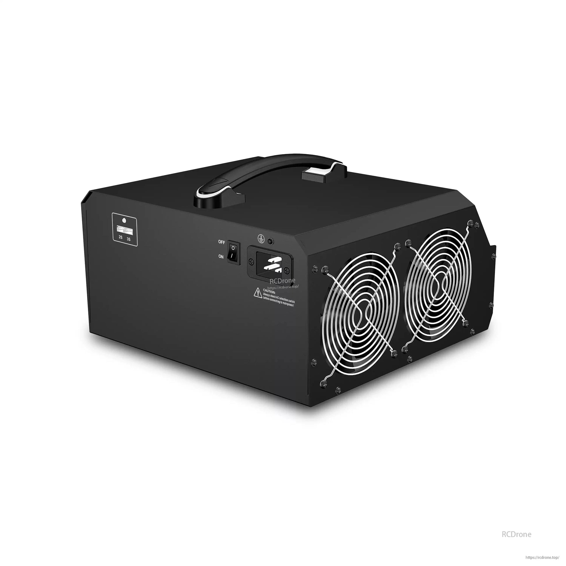 Ultra Power UP4000-14S: dual-channel 2x2000W/40A LiPo/LiHV charger for 6-14S, 100-240V AC, with 3.2" LCD, cooling fans, and power switch.