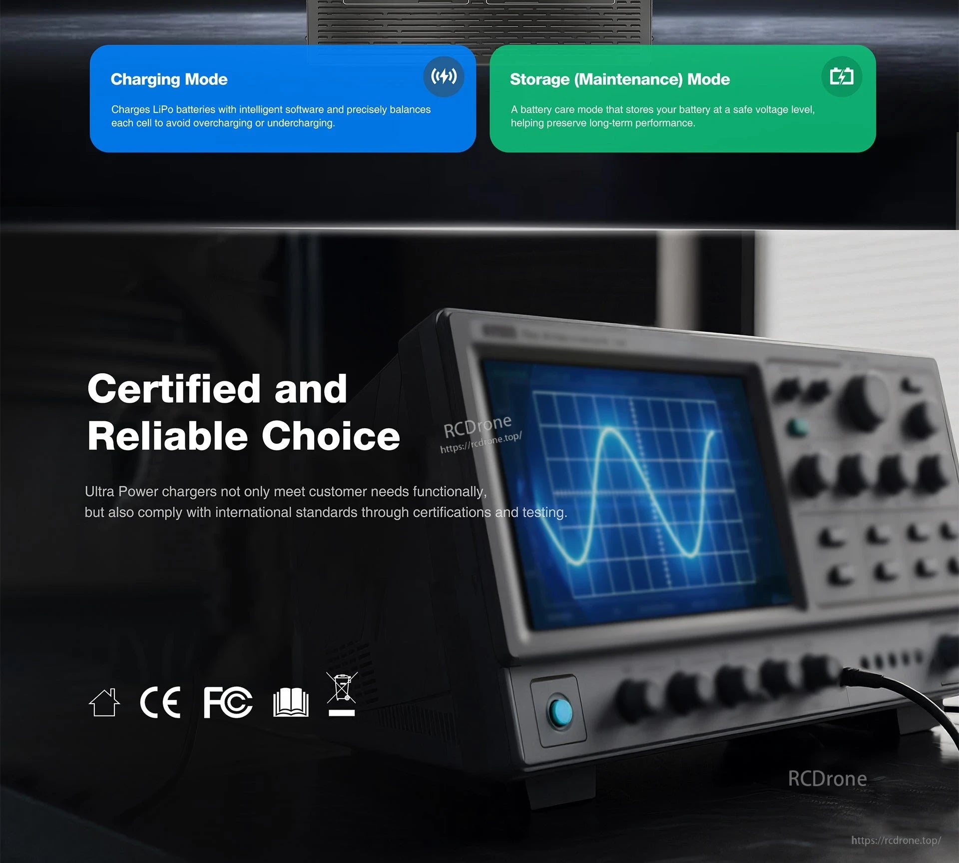 The Ultra Power UP4000-24S Charger provides safe, balanced LiPo charging and storage, certified with CE, FCC for reliable, standards-compliant performance.