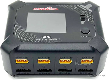 Ultra Power UP9 200W smart charger features four ports, LCD display, and balance charging for efficient, simultaneous multi-battery charging.
