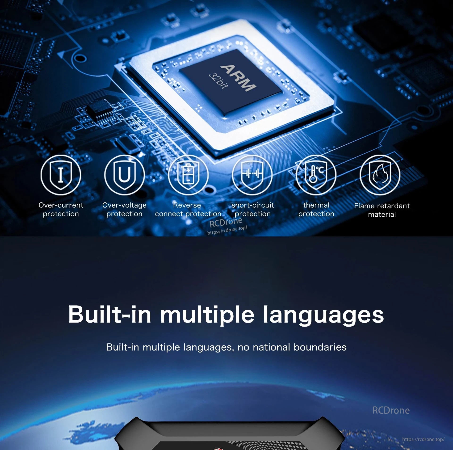 UP12 2S-6S Charger, Advanced high-power smart charger for 2S to 6S lithium-ion batteries with dual channels and protection features.