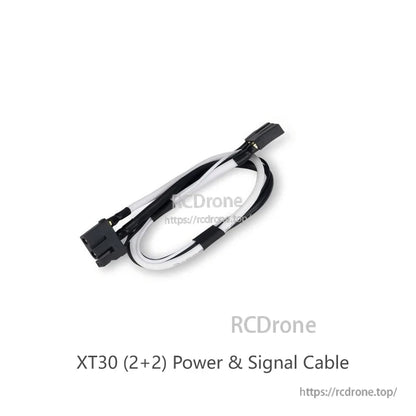 XT30 (2+2) power and signal cable harness, close-up of connectors and wire bundle