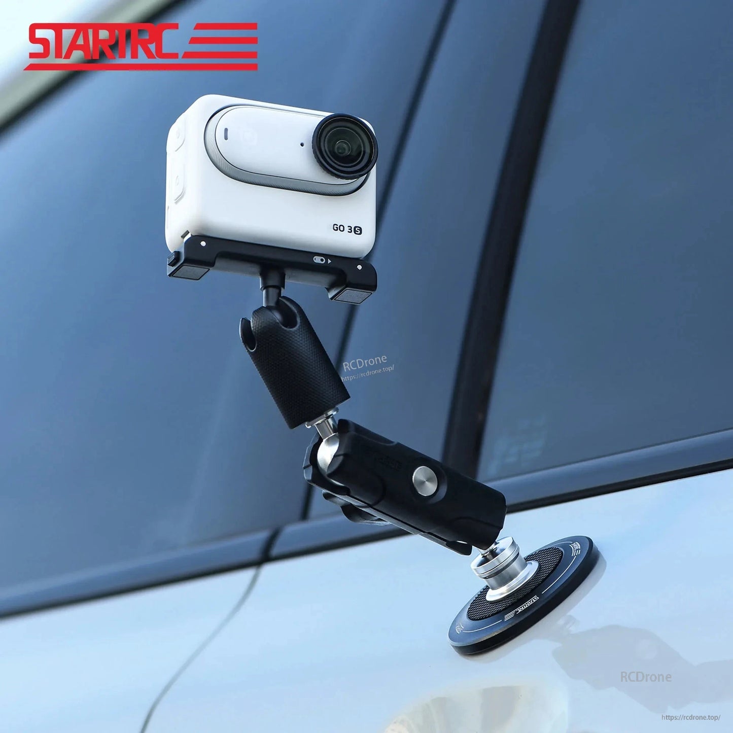 Universal Magnetic Metal Chassis Bracket, STARTRC universal magnetic bracket with dual-ball design securely mounts action cameras, offering flexible positioning and strong magnetic attachment for various shooting angles.