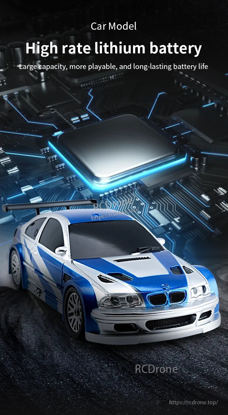 Upgraded Gyro 1/43 RC Drifting Car, Car Model High rate lithium battery Large capacity, more playable, and long-lasting battery life