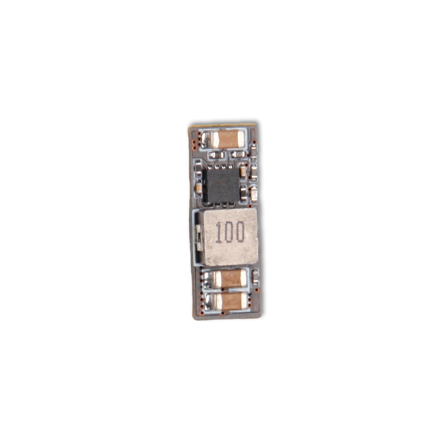 Flywoo 5V/12V 2A BEC voltage regulator module PCB with inductor marked “100” and SMD components
