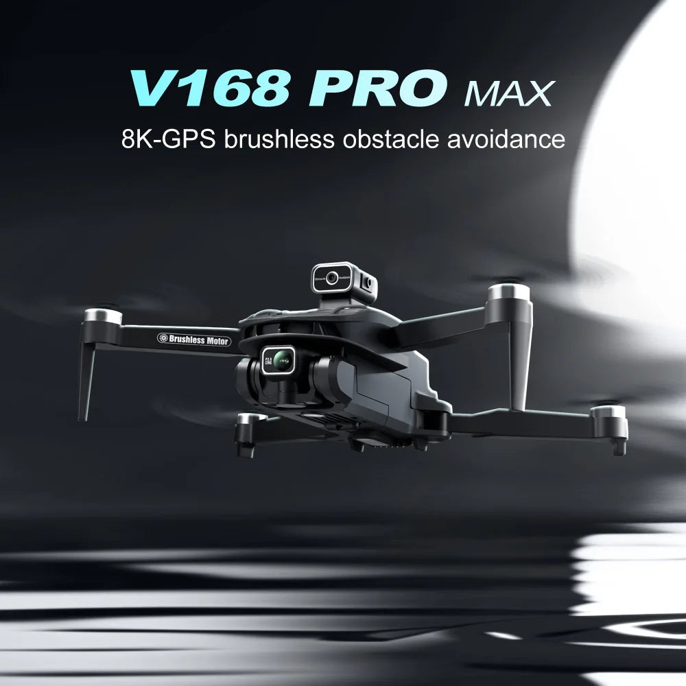 V168 Pro Max GPS Drone, The V168 Pro Max 8K GPS Drone features a brushless motor and obstacle avoidance for precise navigation and stunning aerial footage.