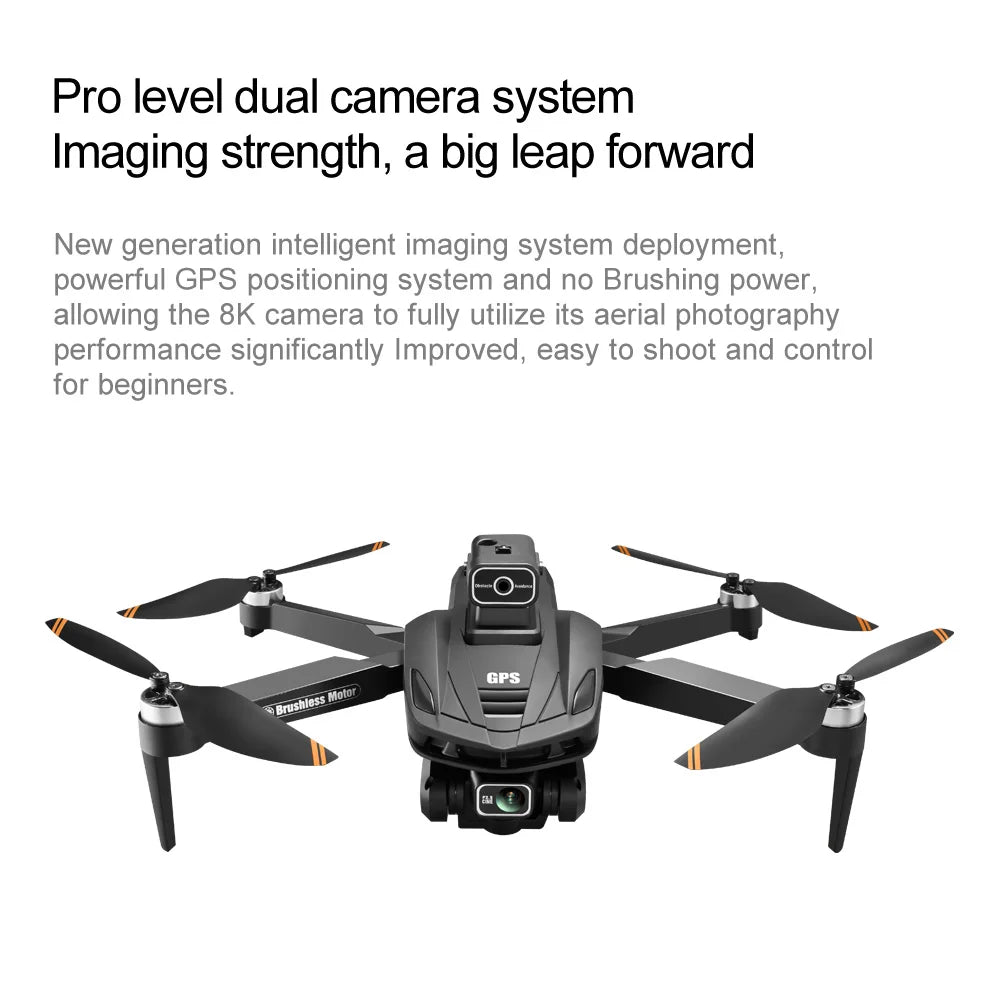 V168 Pro Max GPS Drone, Pro-level dual-camera system with enhanced imaging and 8K aerial photography capabilities, easy to operate for beginners.