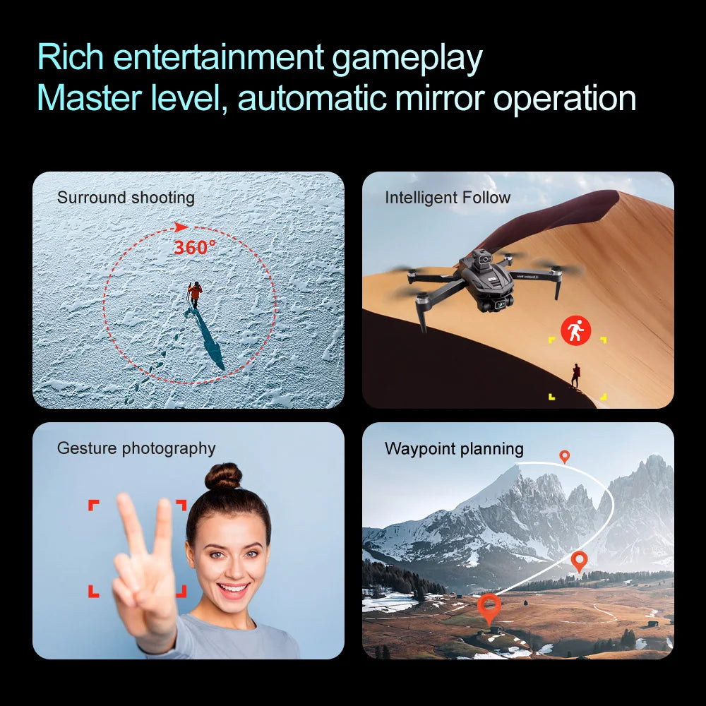 V168 Pro Max GPS Drone, A high-level automatic mirror operation for shooting and photography that uses gestures to plan way points and capture scenes from all angles.