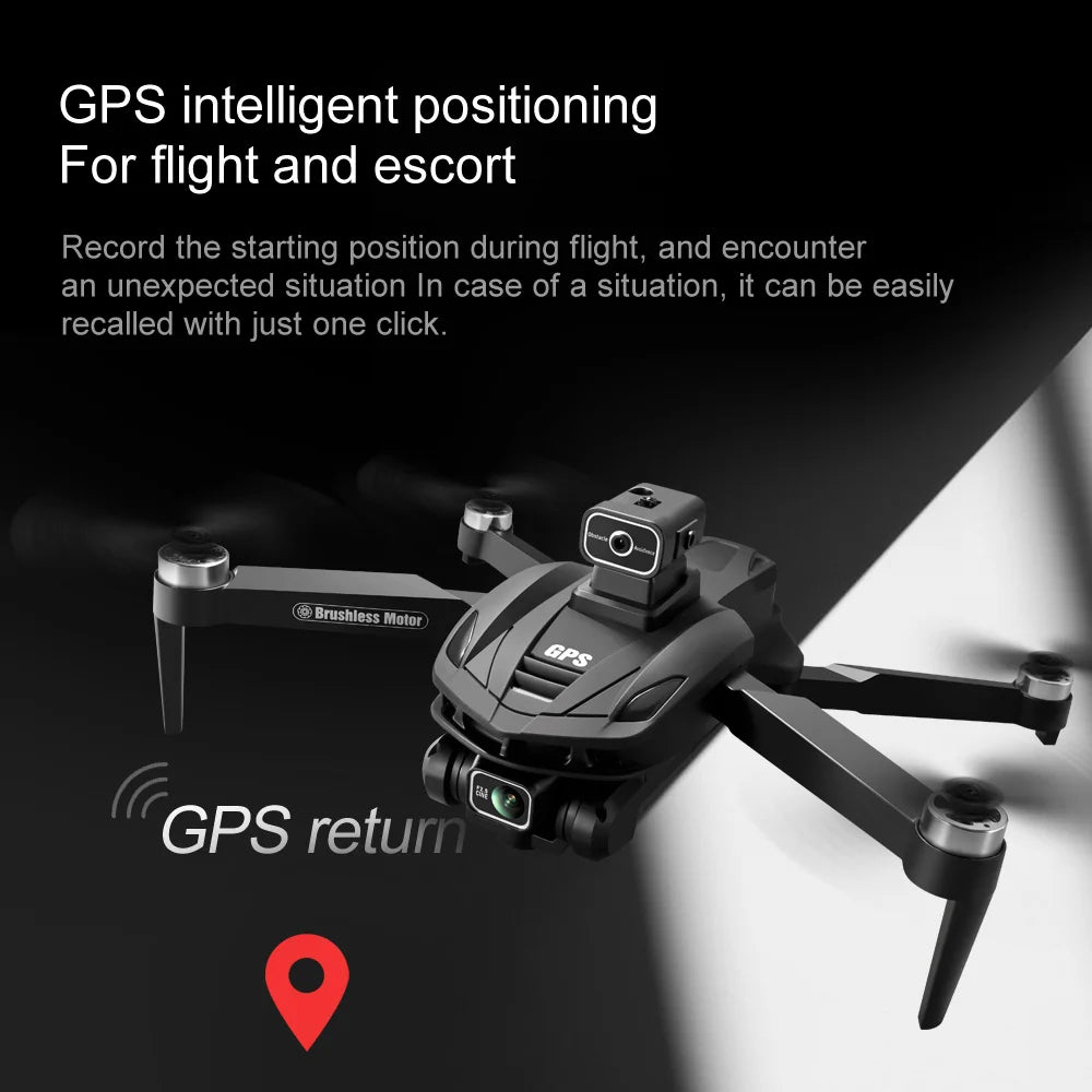 V168 Pro Max GPS Drone, GPS positioning system for flight and escort, recording start location and allowing quick recall in emergency situations.