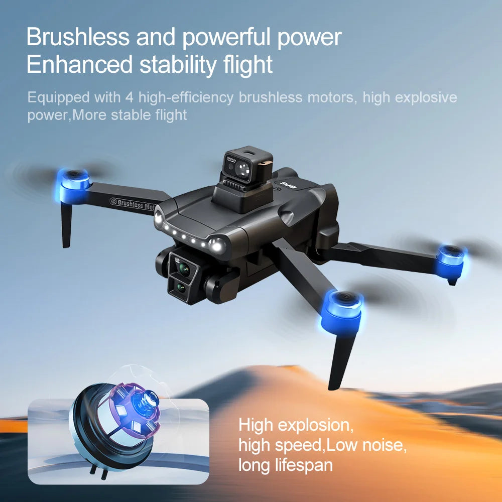 The V198 MAX PRO Drone has 4 brushless motors for stability and power, with low noise, long lifespan, and high-speed flight.