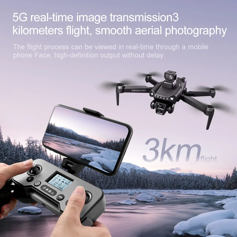 V198 MAX PRO Drone, Real-time 5G image transmission enables 3-kilometer aerial photography with smooth viewing on mobile phones, featuring high-definition output without delay.