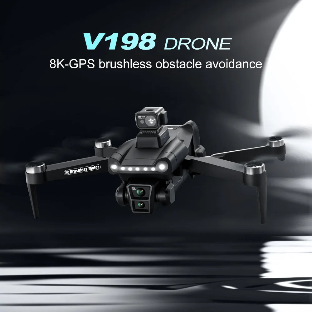 V198 Max Pro Drone has an 8K camera, GPS, and brushless motors for smooth flight, with advanced obstacle avoidance tech.