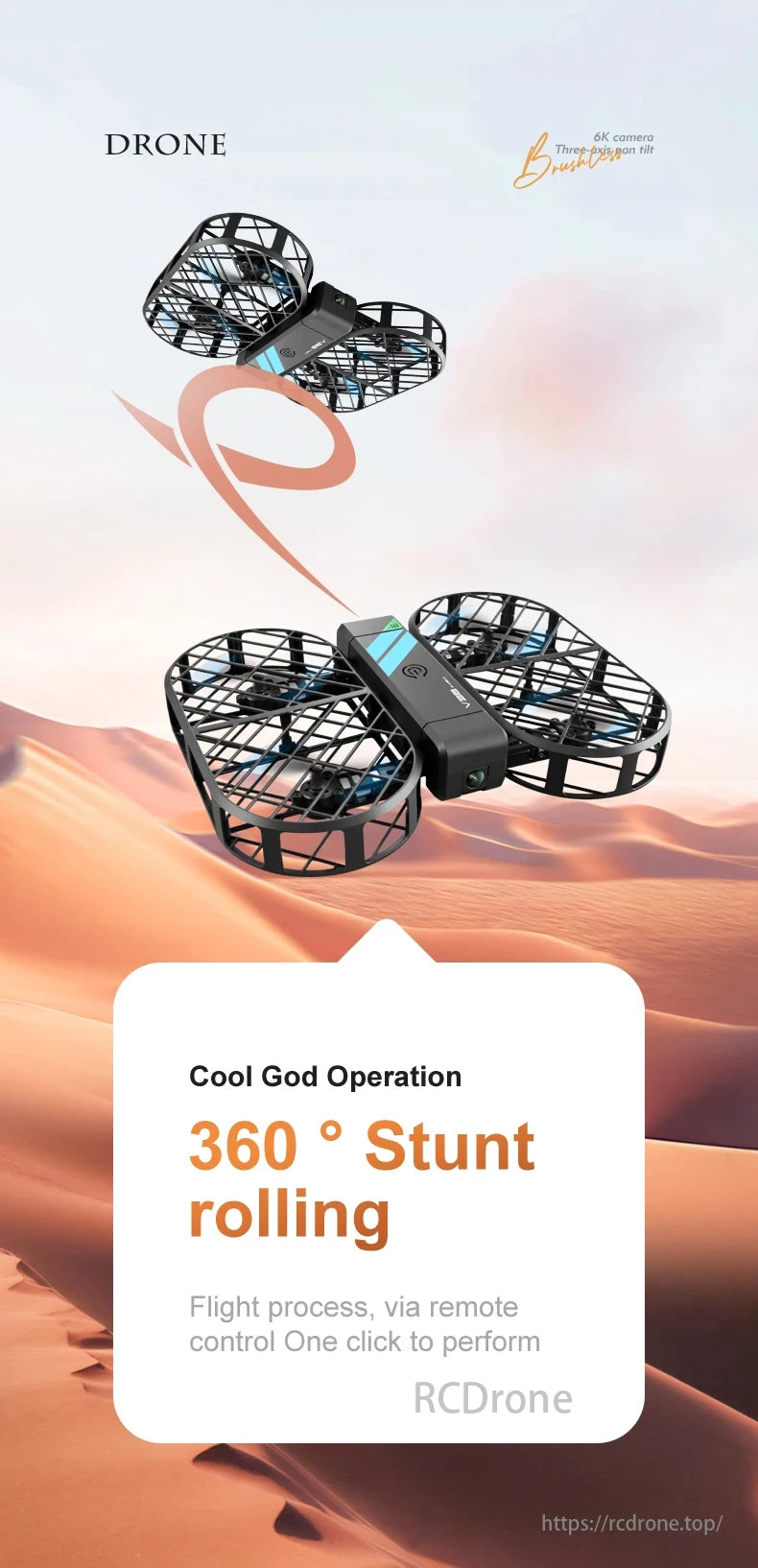 V38 Folding Drone, Drone with 360° stunt rolling, remote control operation.
