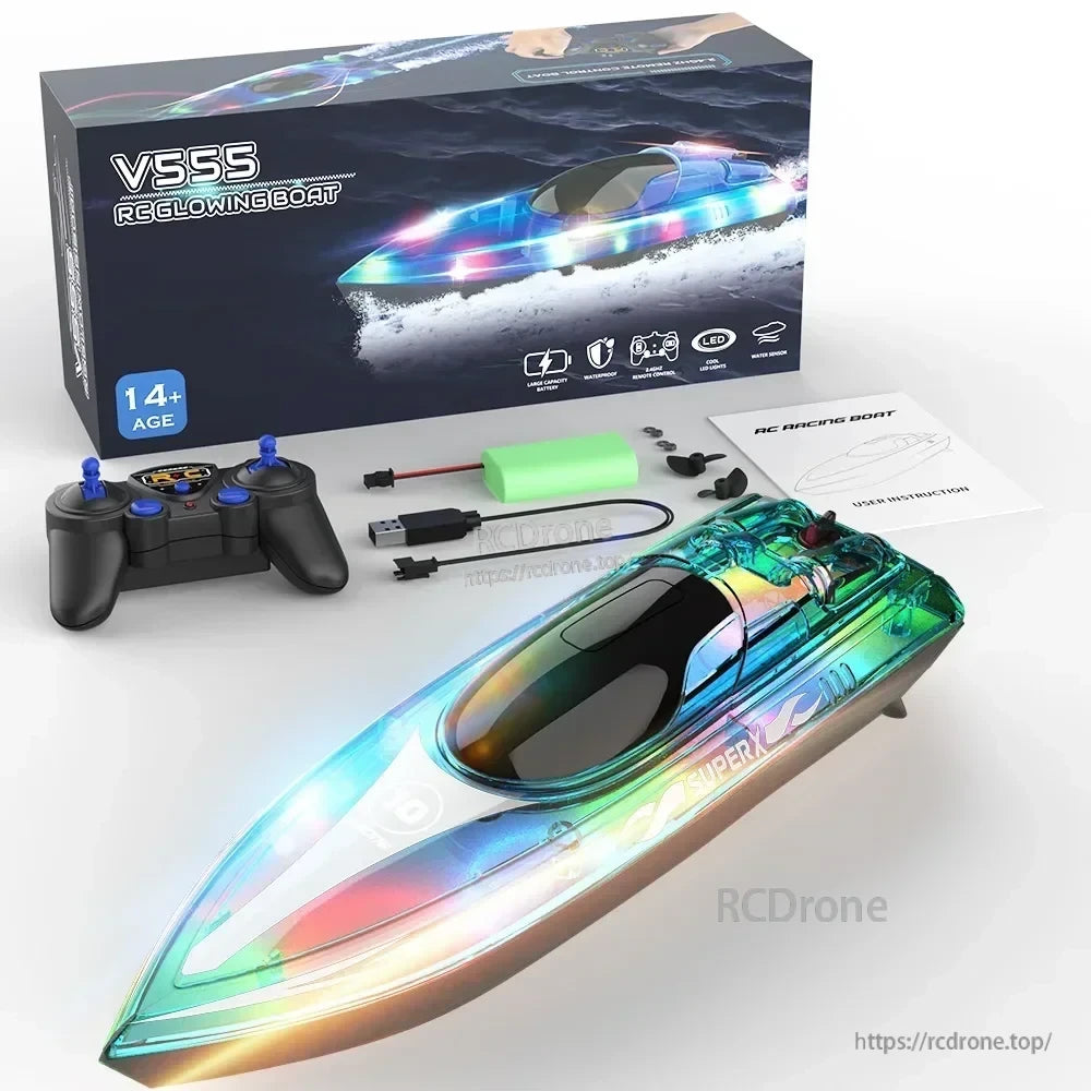 V555 2.4GHz RC Boat, The V555 2.4GHz Lightning Racing RC Boat is a ready-to-use speedboat for pools and calm water.