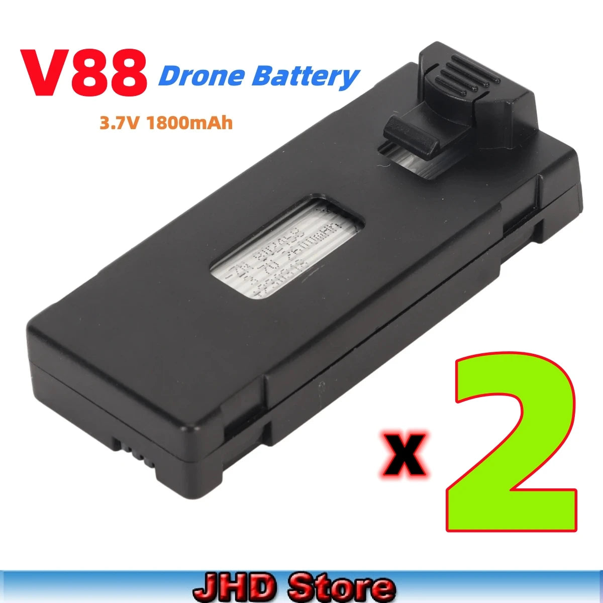 High-capacity V88 drone battery with 3.7V and 1800mAh.