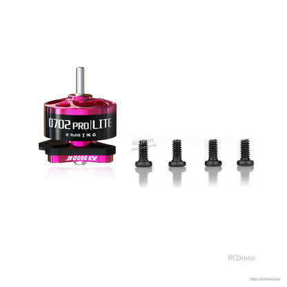 VCI 0702PRO Lite brushless motor with included mounting screws set, 30000KV label visible