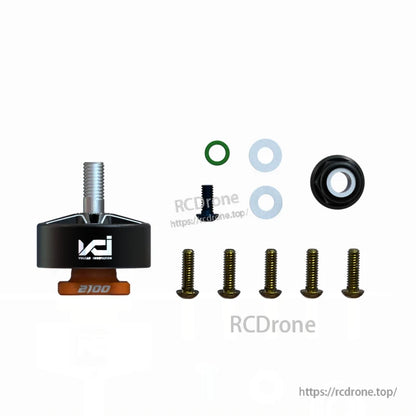 Included hardware kit with motor, screws, washers, O-ring, and mounting parts laid out on white background