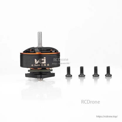 Motor with included mounting screws shown beside it on white background