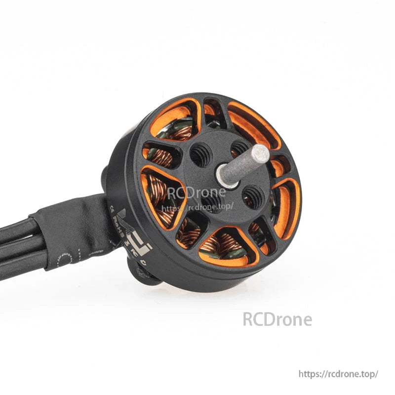 VCI SPARK 1102 brushless motor angled view showing prop shaft and threaded mounting holes