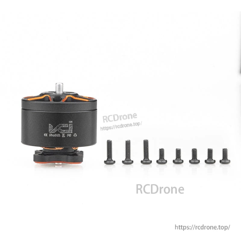 VCI SPARK 1206 brushless motor with included mounting screws, package contents layout