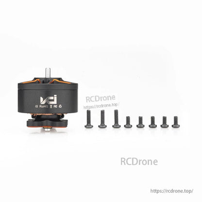 Package contents: motor with mounting screws laid out in a row
