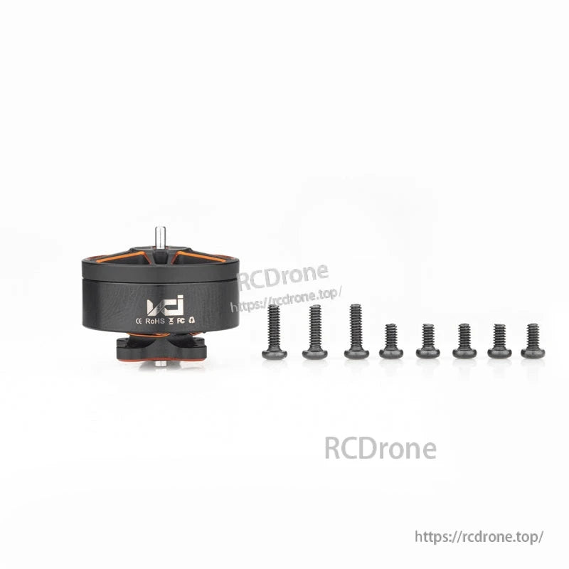 VCI SPARK 1805.4 brushless motor with included mounting screws laid out in a row