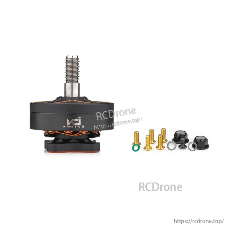 VCI SPARK 2204 motor with included mounting screws, washers, and prop nuts accessory set