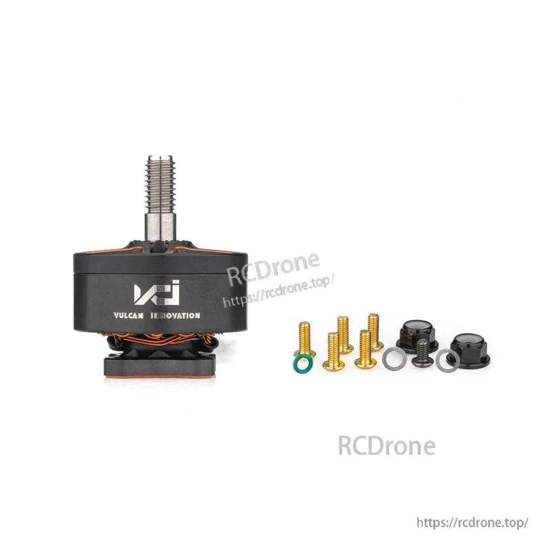 Motor with included hardware set: screws, washer, retaining rings, and prop nut accessories