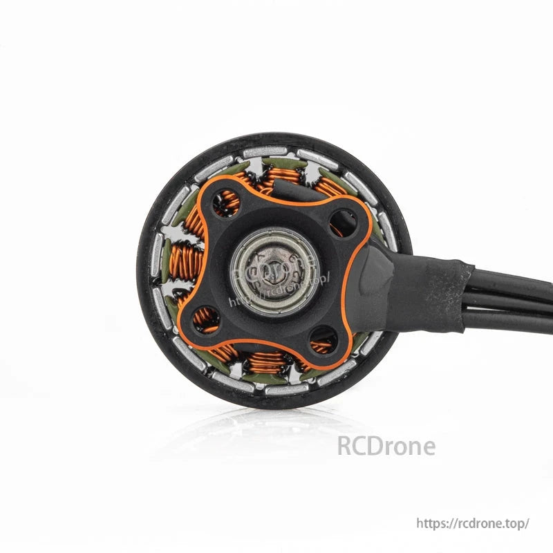 Bottom view of motor base showing mounting pattern, bearing center, and copper windings