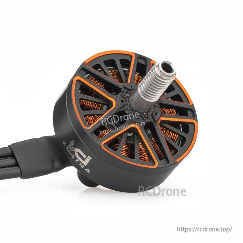 VCI SPARK 2406 1550KV/1850KV brushless motor angled view with threaded shaft and vented bell