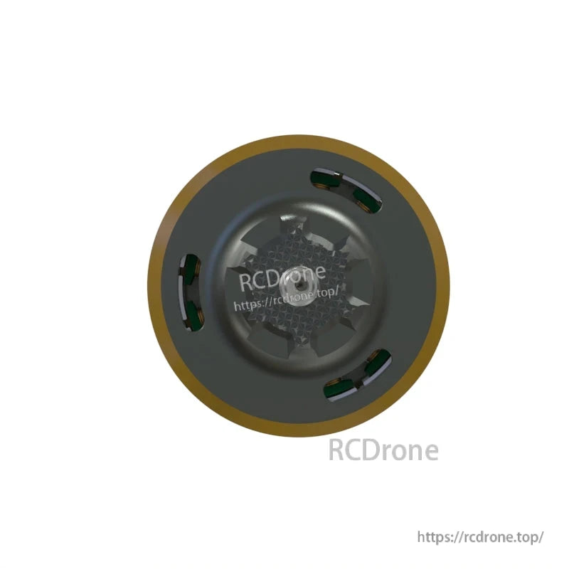 Top-down view of motor bell with ventilation slots and RCDRone watermark