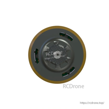 Top-down view of motor bell with ventilation slots and RCDRone watermark