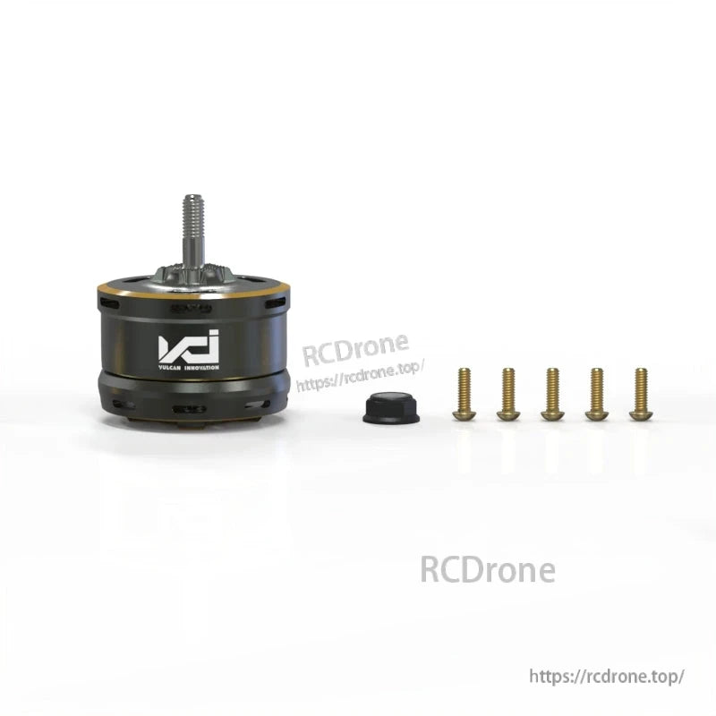Package contents: brushless motor with shaft, prop adapter cap, and five mounting screws