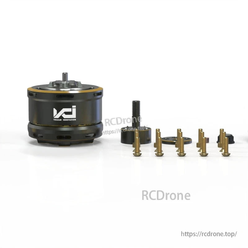 Package contents: VCI brushless outrunner motor with mounting plate, collet adapter, and screw set