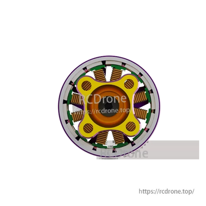 Bottom view of motor base showing mounting holes and internal stator windings