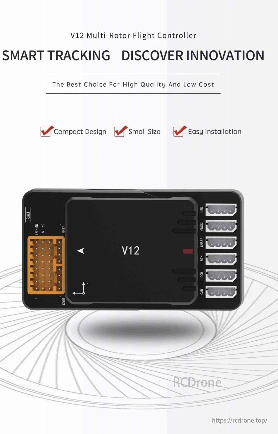 VK V12 Drone, V12 Multi-Rotor Flight Controller: Compact, easy to install, high quality, low cost. Ideal choice for multi-rotor drones.