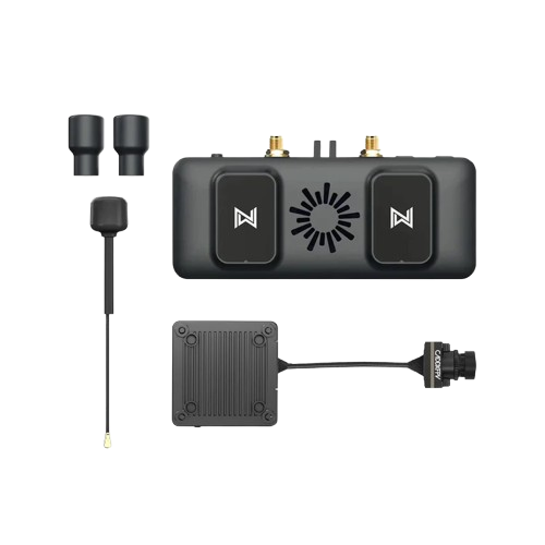 Walksnail Avatar FPV VRX receiver kit with dual antennas, antenna leads, and HD nano camera module