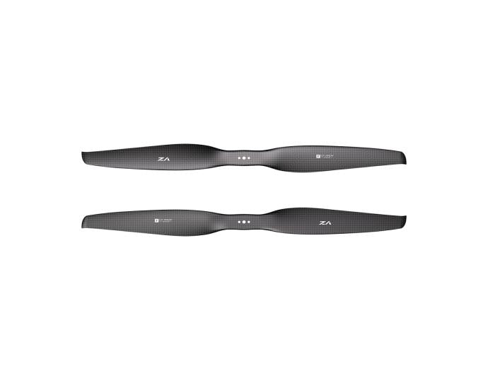 T-Motor VZ16x6.5 16in Propeller, Pair of T-Motor VZ16x6.5 16-inch propeller blades with carbon-fiber weave finish and hub markings