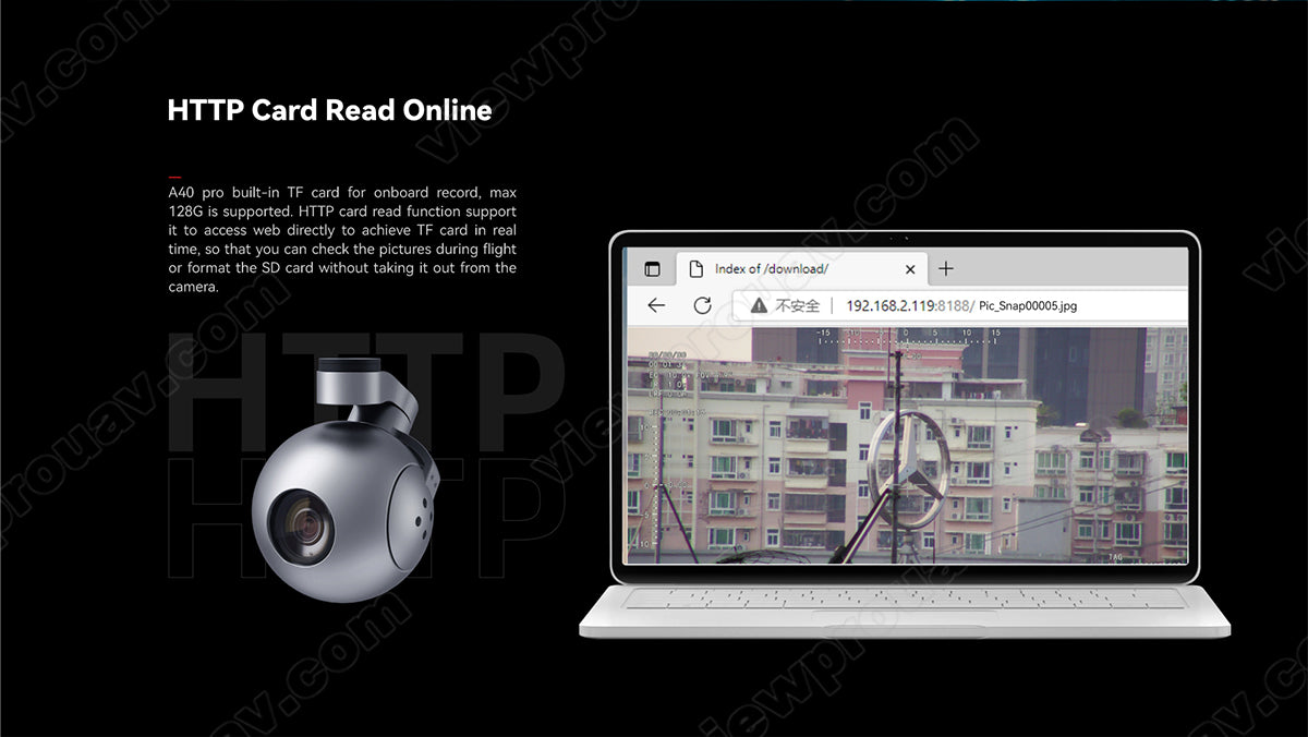ViewPro A40 Camera, The ViewPro A40 Pro has a 40x optical zoom, AI tracking, and 3-axis gimbal camera for UAV drones.