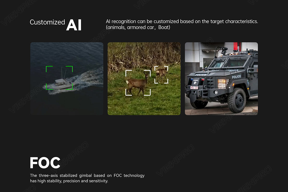 ViewPro A40TR-35 Dual Sensors Gimbal, AI recognition allows customized targeting.