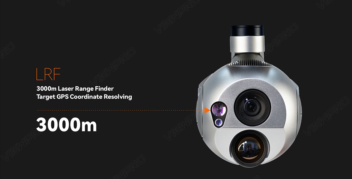 ViewPro A40TR-35 Dual Sensors Gimbal, The ViewPro A40TR-35 gimbal features a LRF 3000m laser range finder, resolving target GPS coordinates up to 3000 meters.