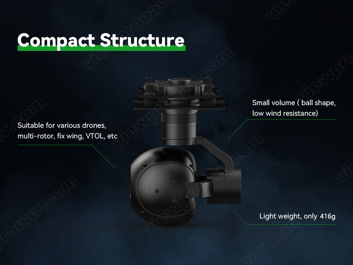 ViewPro AT19, Compact drone structure with low wind resistance and lightweight design suitable for various drones and aircraft types